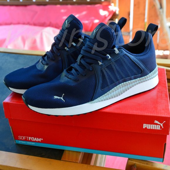 PUMA Mens Pacer Net Cage Trainers Sneakers Running Shoes Navy - Picture 1 of 16